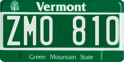 VT license plate ZMO810