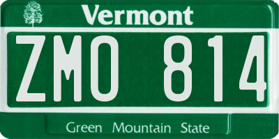 VT license plate ZMO814