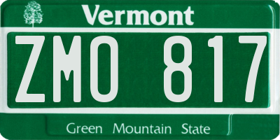VT license plate ZMO817