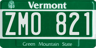 VT license plate ZMO821