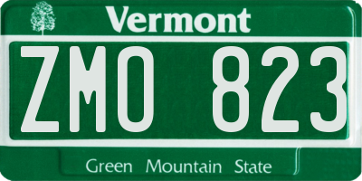 VT license plate ZMO823