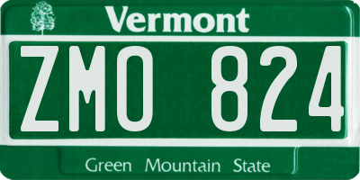 VT license plate ZMO824