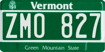VT license plate ZMO827