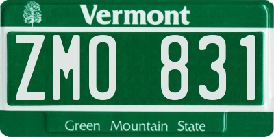 VT license plate ZMO831