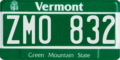 VT license plate ZMO832