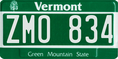 VT license plate ZMO834