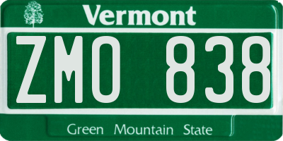 VT license plate ZMO838