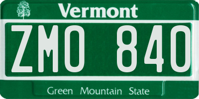 VT license plate ZMO840