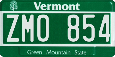VT license plate ZMO854
