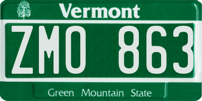 VT license plate ZMO863