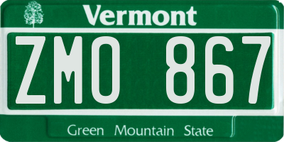 VT license plate ZMO867