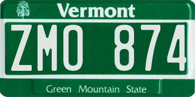 VT license plate ZMO874