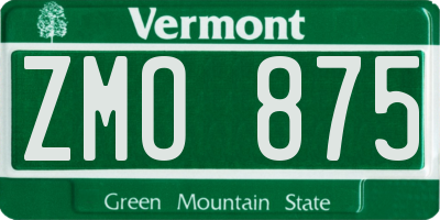 VT license plate ZMO875