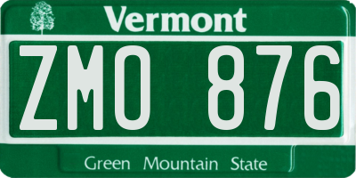 VT license plate ZMO876