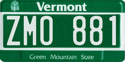 VT license plate ZMO881