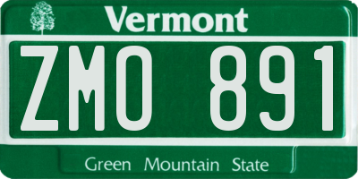 VT license plate ZMO891