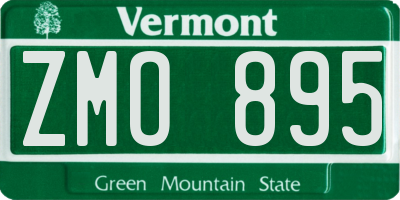 VT license plate ZMO895