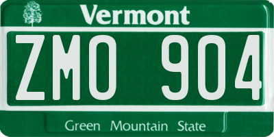 VT license plate ZMO904
