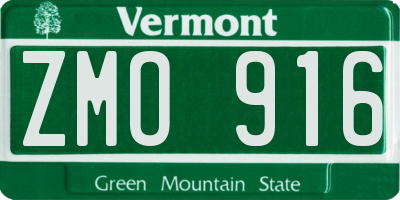 VT license plate ZMO916