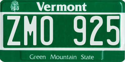 VT license plate ZMO925