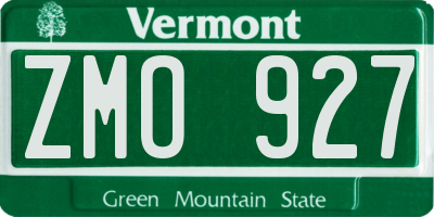 VT license plate ZMO927