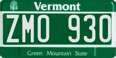 VT license plate ZMO930