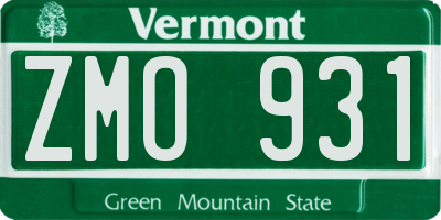 VT license plate ZMO931