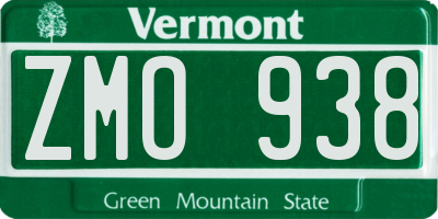 VT license plate ZMO938
