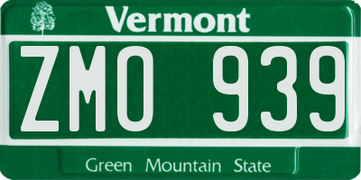 VT license plate ZMO939