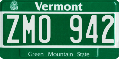 VT license plate ZMO942