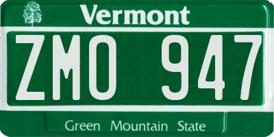 VT license plate ZMO947