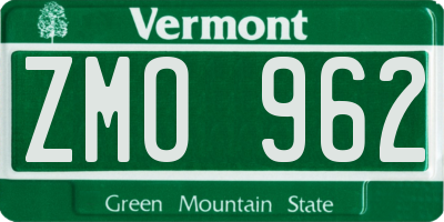 VT license plate ZMO962
