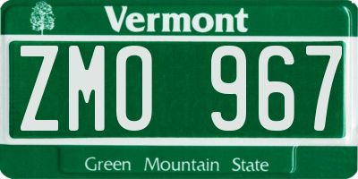 VT license plate ZMO967