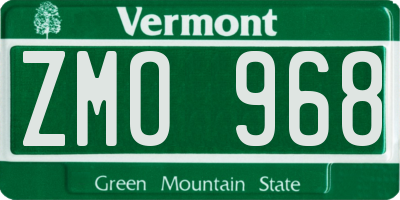 VT license plate ZMO968