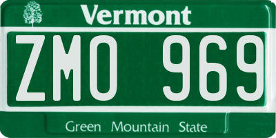 VT license plate ZMO969