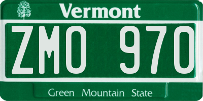 VT license plate ZMO970