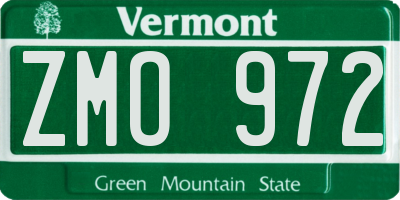VT license plate ZMO972