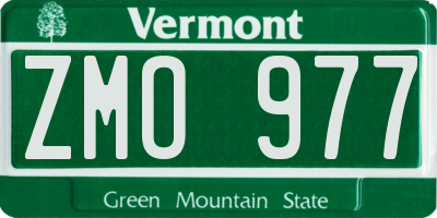 VT license plate ZMO977