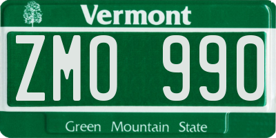 VT license plate ZMO990