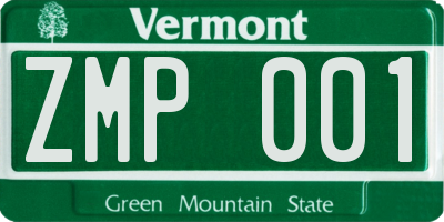 VT license plate ZMP001
