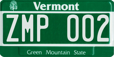 VT license plate ZMP002