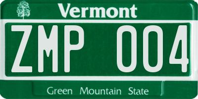 VT license plate ZMP004