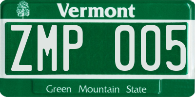 VT license plate ZMP005