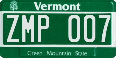 VT license plate ZMP007