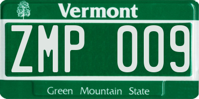 VT license plate ZMP009
