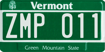 VT license plate ZMP011