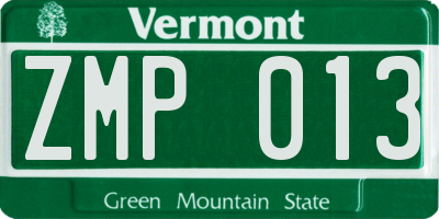 VT license plate ZMP013