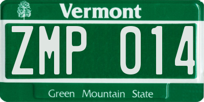 VT license plate ZMP014