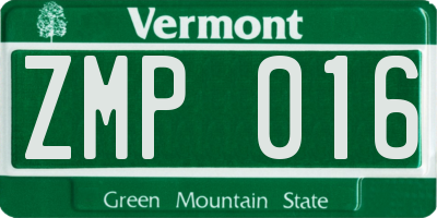 VT license plate ZMP016