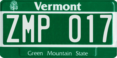 VT license plate ZMP017